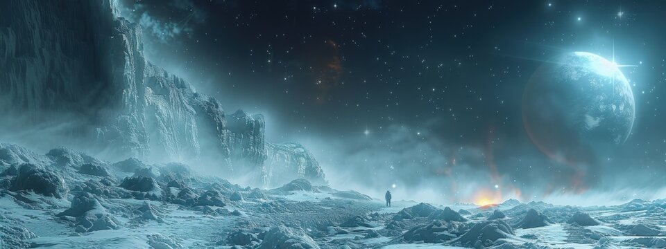 scifi space concept art, high contrast, atmospheric, adventure, dnd, by Richard Bergh.