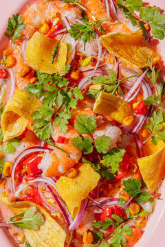 Close up of a super fresh Prawn ceviche