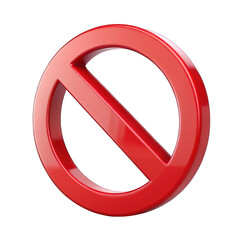Red prohibition sign 3d isolated on transparent background