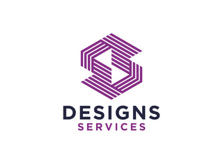 Abstract Initial Letter S Logo. Geometric Hexagonal Line isolated on White Background. Usable for Business, Building and Technology Logos.