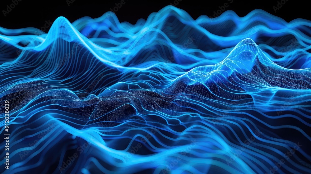 Poster glowing wave patterns creating a sense of motion