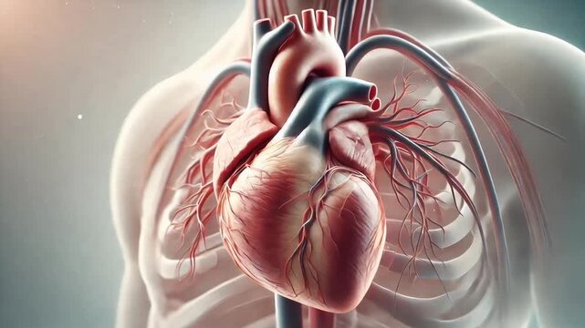 Detailed 3D Beating Heart Animation - Comprehensive Anatomy and Blood Circulation for Medical Education and Healthcare Presentations