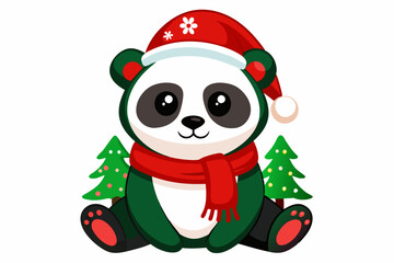 Adorable Christmas Panda Vector Graphics for Holiday Design Projects Ideal for Greeting Cards, Logos, Illustrations, Gift Tags, and Unique Seasonal Branding to Bring Festive Cheer and Panda Cuteness t