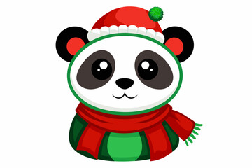 Adorable Christmas Panda Vector Graphics for Holiday Design Projects Ideal for Greeting Cards, Logos, Illustrations, Gift Tags, and Unique Seasonal Branding to Bring Festive Cheer and Panda 