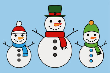 Charming Christmas Snowman Vector Graphics for Holiday Design Projects Ideal for Greeting Cards, Logos, Illustrations, Gift Tags, and Unique Seasonal Branding to Spread Festive Cheer