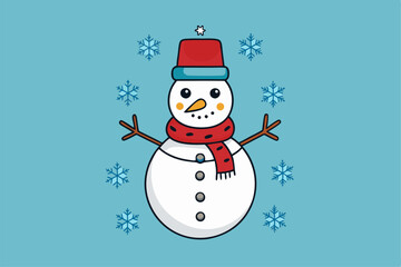 Charming Christmas Snowman Vector Graphics for Holiday Design Projects Ideal for Greeting Cards, Logos, Illustrations, Gift Tags, and Unique Seasonal Branding to Spread Festive Cheer