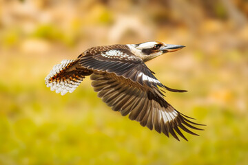The laughing kookaburra is a bird in the kingfisher subfamily Halcyoninae. It is a large robust kingfisher with a whitish head and a brown eye-stripe. 
