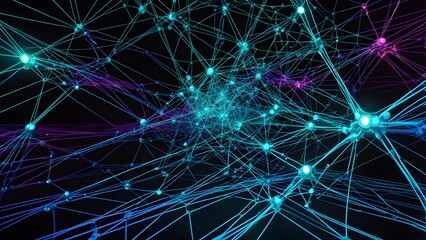 Fototapeta premium A blue and purple image of a network of lines and dots