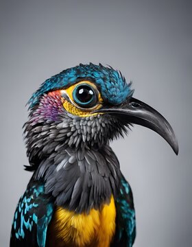quirky grey bird against grey background