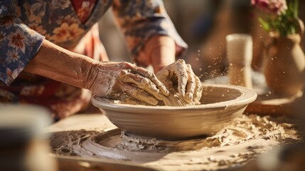 Clay artistry: pottery, practice of molding clay into various forms, blending traditional techniques with modern designs to produce unique, handcrafted ceramics for use and aesthetic enjoyment.