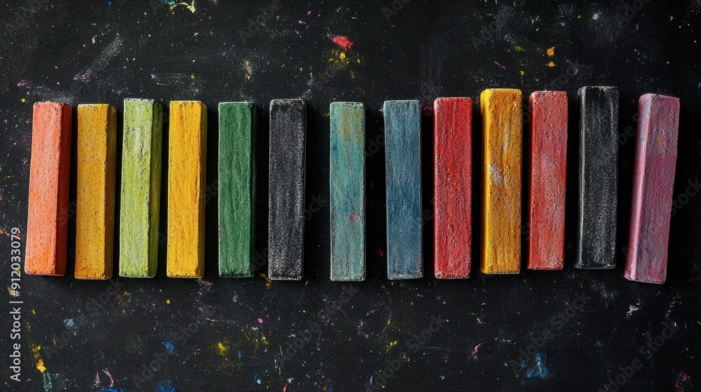 Poster a row of crayons with different colors