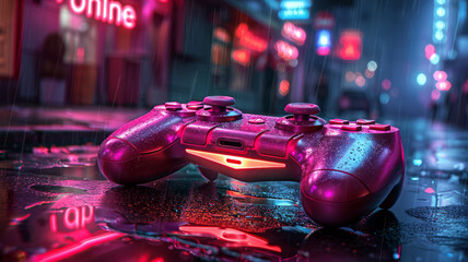 game logo design "online game",neon style.generative ai