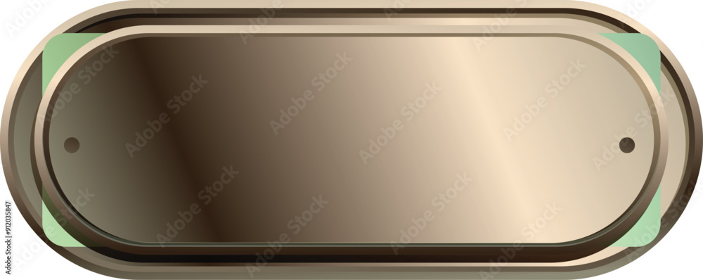 Poster oval button with metallic gradient is reflecting light, perfect for web design