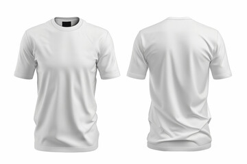 White T-Shirt mockup front and back view isolated on white background. Blank shirt template
