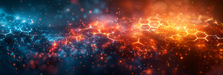 Fototapeta premium a ui ux matrix of connected hexagons showing the interconnectedness of existence, sacred geometry, intelligent metaphysical design,generative ai