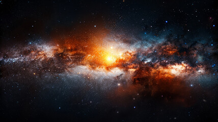 Obraz premium A cosmic galaxy scene with vibrant stars and nebulae,generative ai