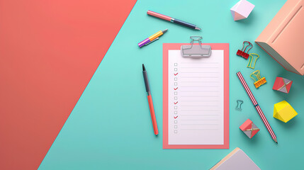  to-do list with tasks already highlighted. Solid image background. empty space for text.