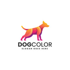 Vector Logo Illustration Dog Gradient Colorful Style