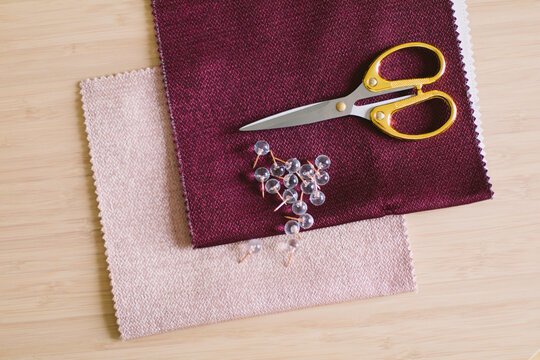 A design set of  red and pink fabric for interior design