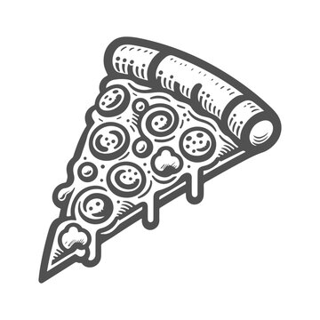 recommend clip art: Pizza slice hand drawn illustration isolated on white background
