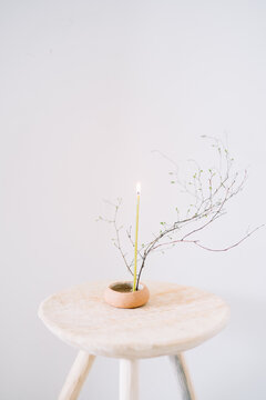Simple ceramic incense holder with thin branch design