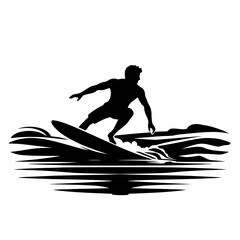 Silhouette surfer vector illustration 