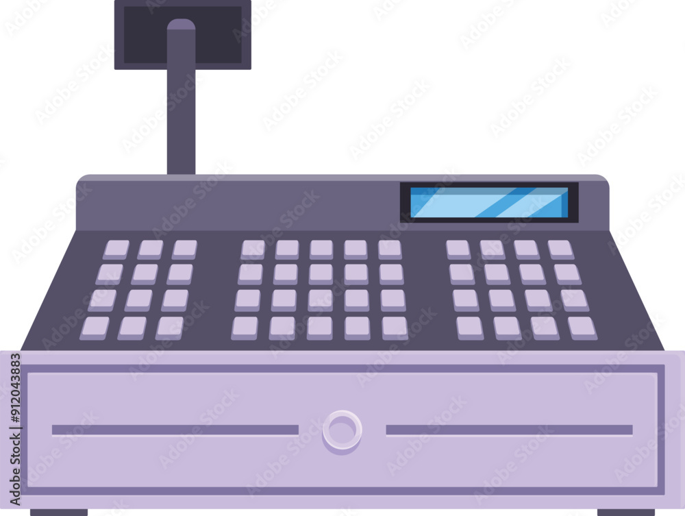 Poster modern point of sale terminal with a digital display, ready to process transactions