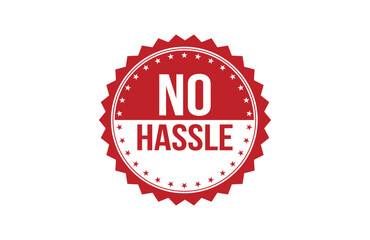 No Hassle red ribbon label banner.