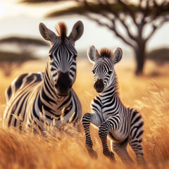 Fototapeta premium zebras in the zoo