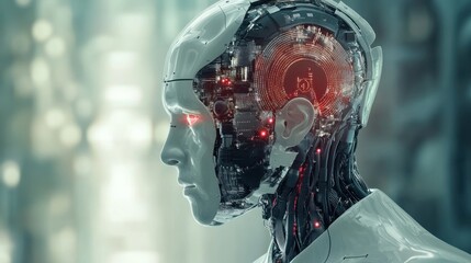 AI artificial intelligence research on the development of robots and cyborgs for the future of humanity