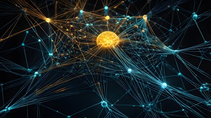 Obraz premium A computer generated image of a brain with a yellow object in the middle