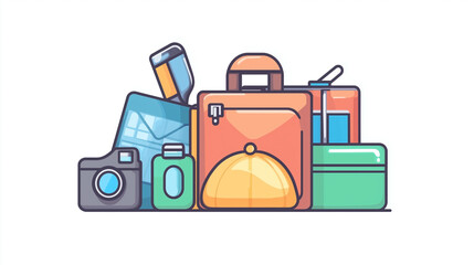 Naklejka premium Travel Essentials Illustration