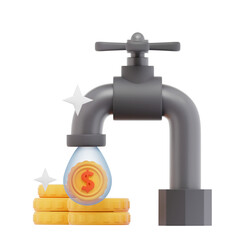 grey money faucet 3d ilustration