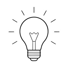 Black silhouette lightbulb with idea icon and vector illustration isolated on a white background