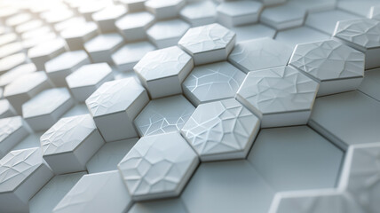 Futuristic Hexagonal Pattern with Blue Circuit Design and Metallic Texture