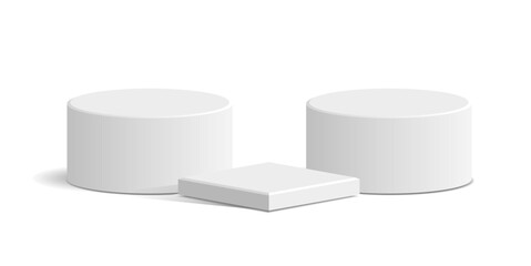block and cylinder podium tube circle podium stage 3d Abstract minimal scene mockup products display, Stage showcase. Vector geometric forms