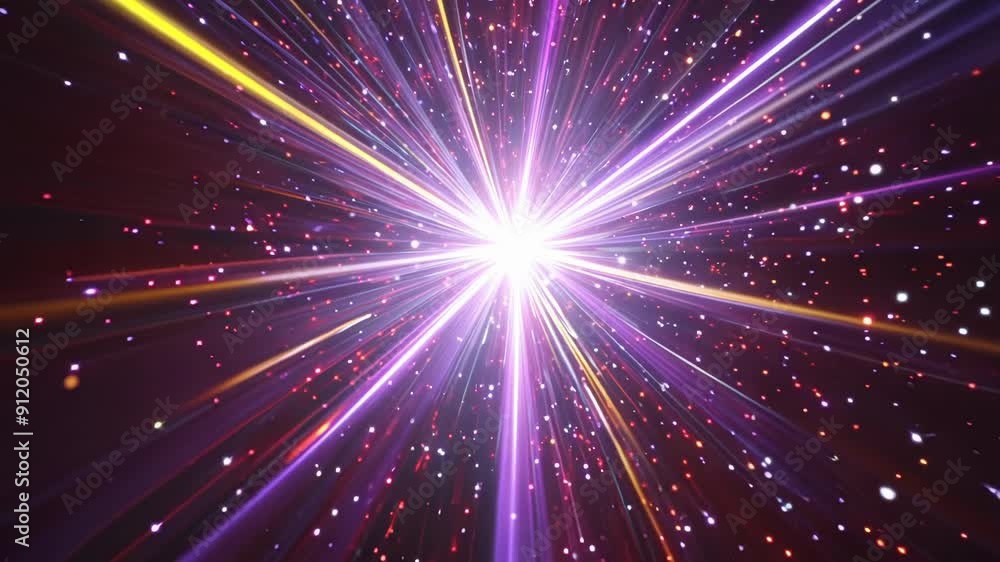 Aufkleber a stunning display of vibrant light rays and cosmic particles radiating from a central point in the 