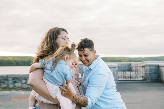 happy lgbtq family consisting of mothers and daughters