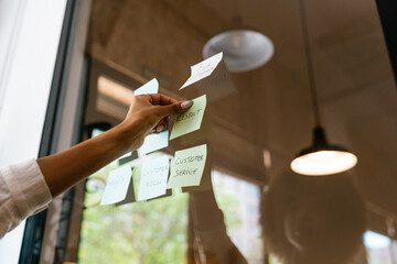 Writing Core Values on Sticky Notes