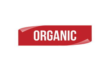 Red banner organic isolated on white background.
