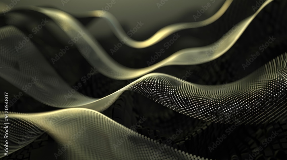 Poster curved patterns ripple gracefully through a shadowy canvas, creating a mesmerizing interplay of ligh