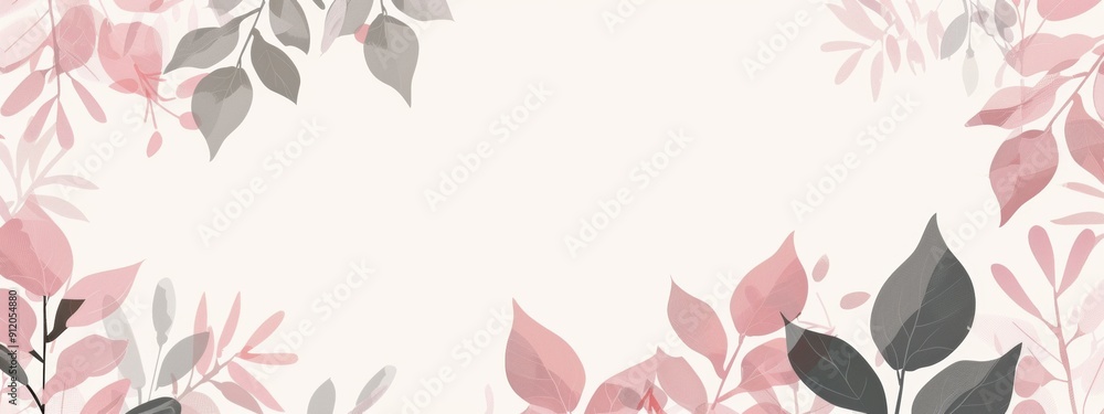 Poster web page border with leaves for transition to next section. graphic design. vector graphics.