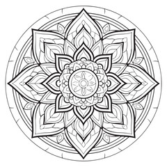 Outline Mandala for coloring book.