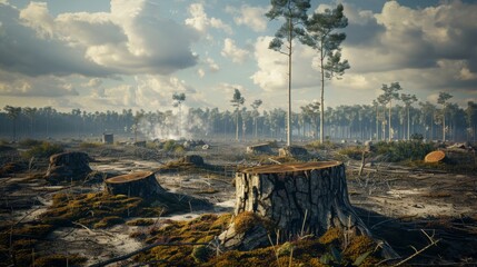 Obraz premium logs cut in the middle of nature