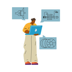 Shipbuilding engineer, marine design specialist. Flat style.