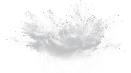 white sugar dust explosion, front view, studio lighting, plain black background