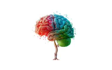 3d render of colorful brain with tree roots, creativity, idea , thinking , creative mind