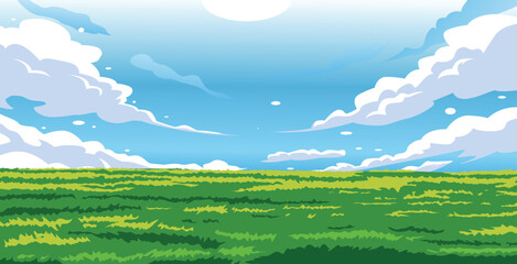 vector view of a herd of wild grass against a clear sky background