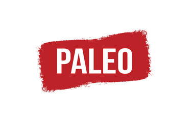 Brush style paleo red banner design isolated on white background.