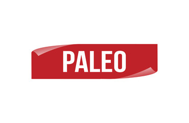 Red banner paleo isolated on white background.